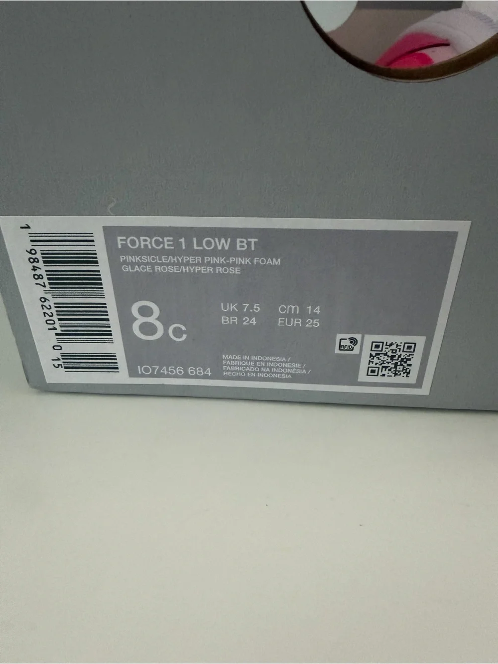 Nike Force 1 Low pink size 8c